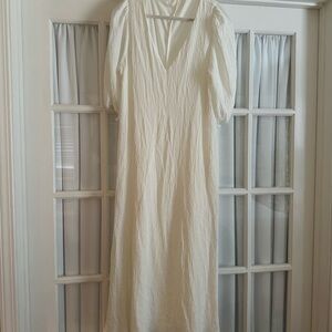 Karlie Cream Long Sleeve V-Neck Dress